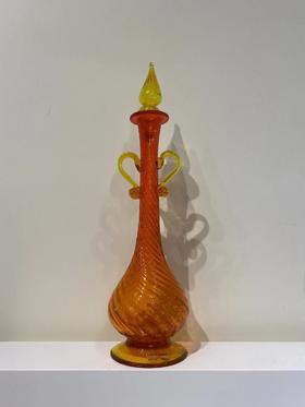 日本中古手工玻璃器皿 双耳大号 X0707