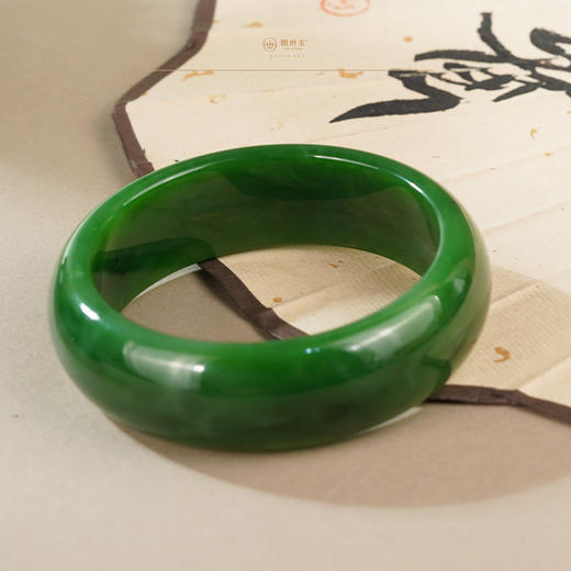 新疆国玉盟世玉和田玉碧玉手镯 圈口53.5【带证书·顺丰物流】 商品图1