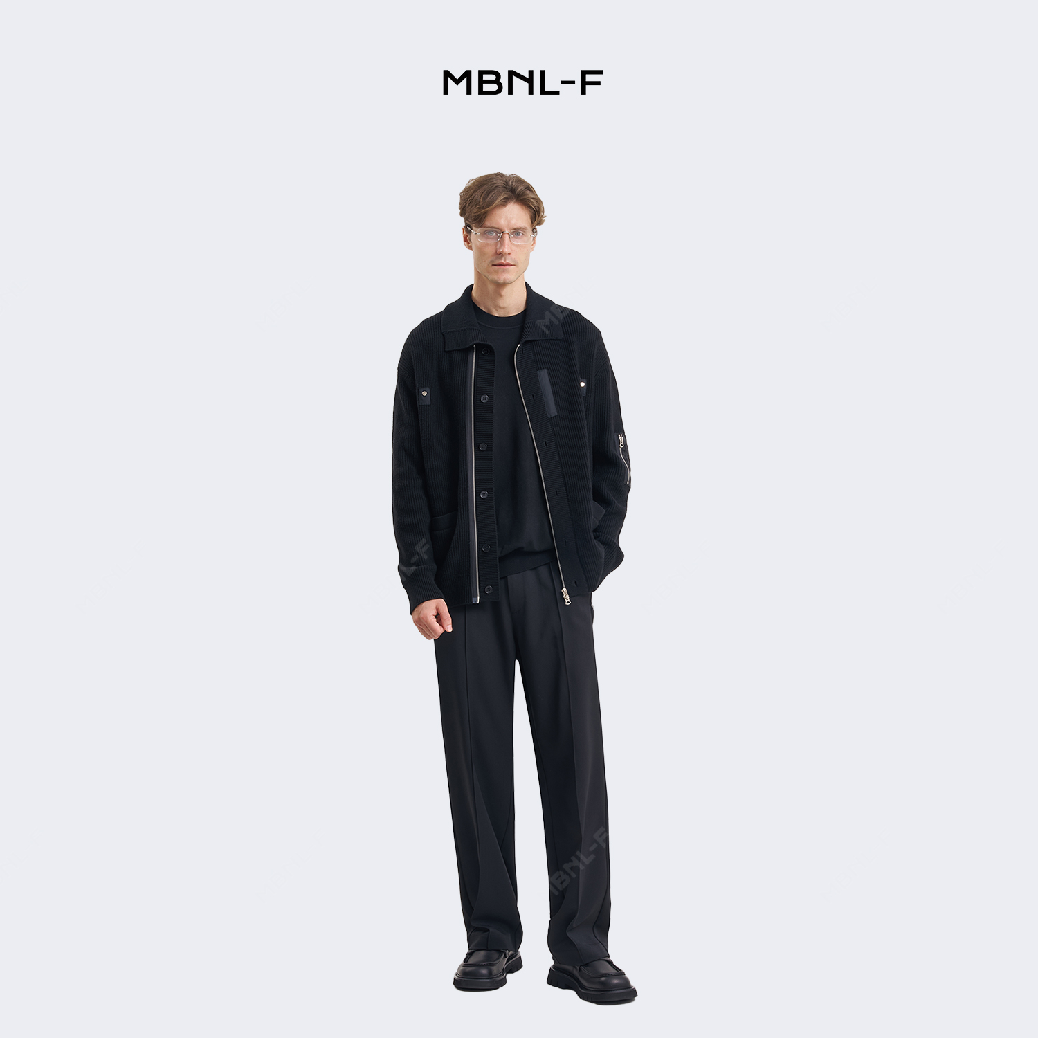 MBNL-F高端线 Q秦磊同款24F/W 针织毛衣翻领开衫外套 LL-6822 m9商品图2
