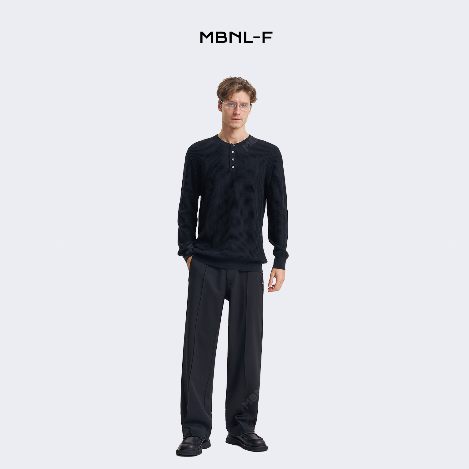MBNL-F 男装高端线 24F/W 亨利领华夫格长袖打底衫男 LL-3201 M9商品图2