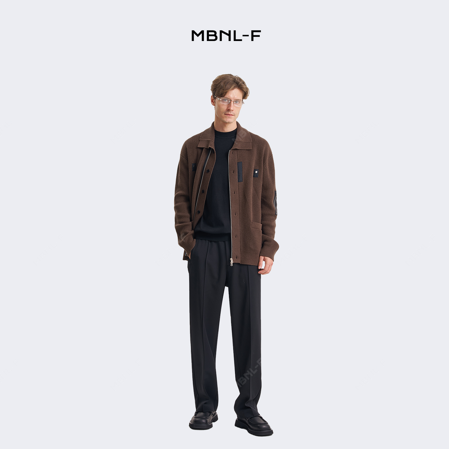 MBNL-F高端线 Q秦磊同款24F/W 针织毛衣翻领开衫外套 LL-6822 m9商品图1