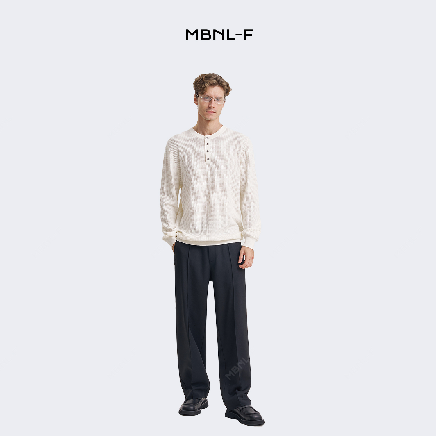 MBNL-F 男装高端线 24F/W 亨利领华夫格长袖打底衫男 LL-3201 M9商品图1