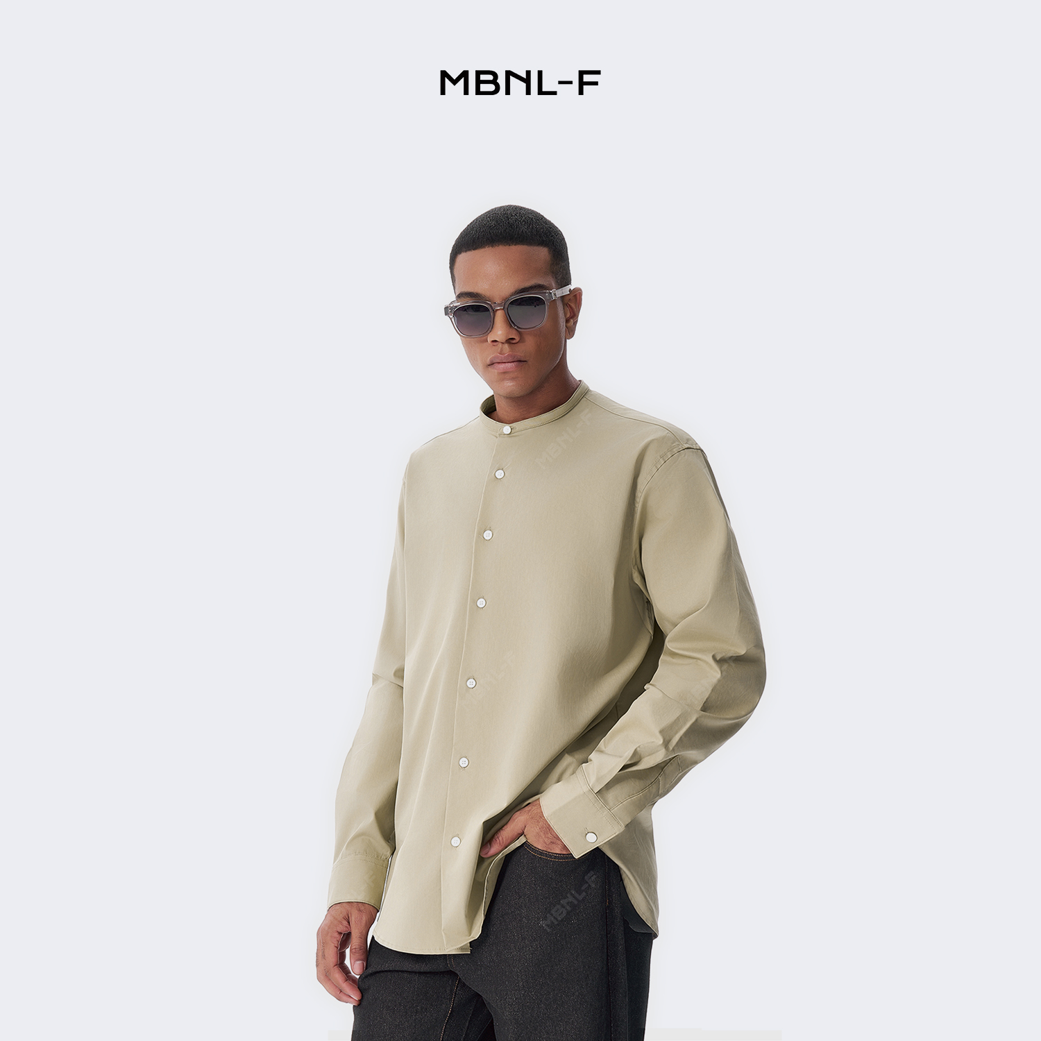 MBNL-F高端线Q秦磊同款24F/W 长袖休闲百搭亨利领男士衬衫LL-1002 m9商品图3