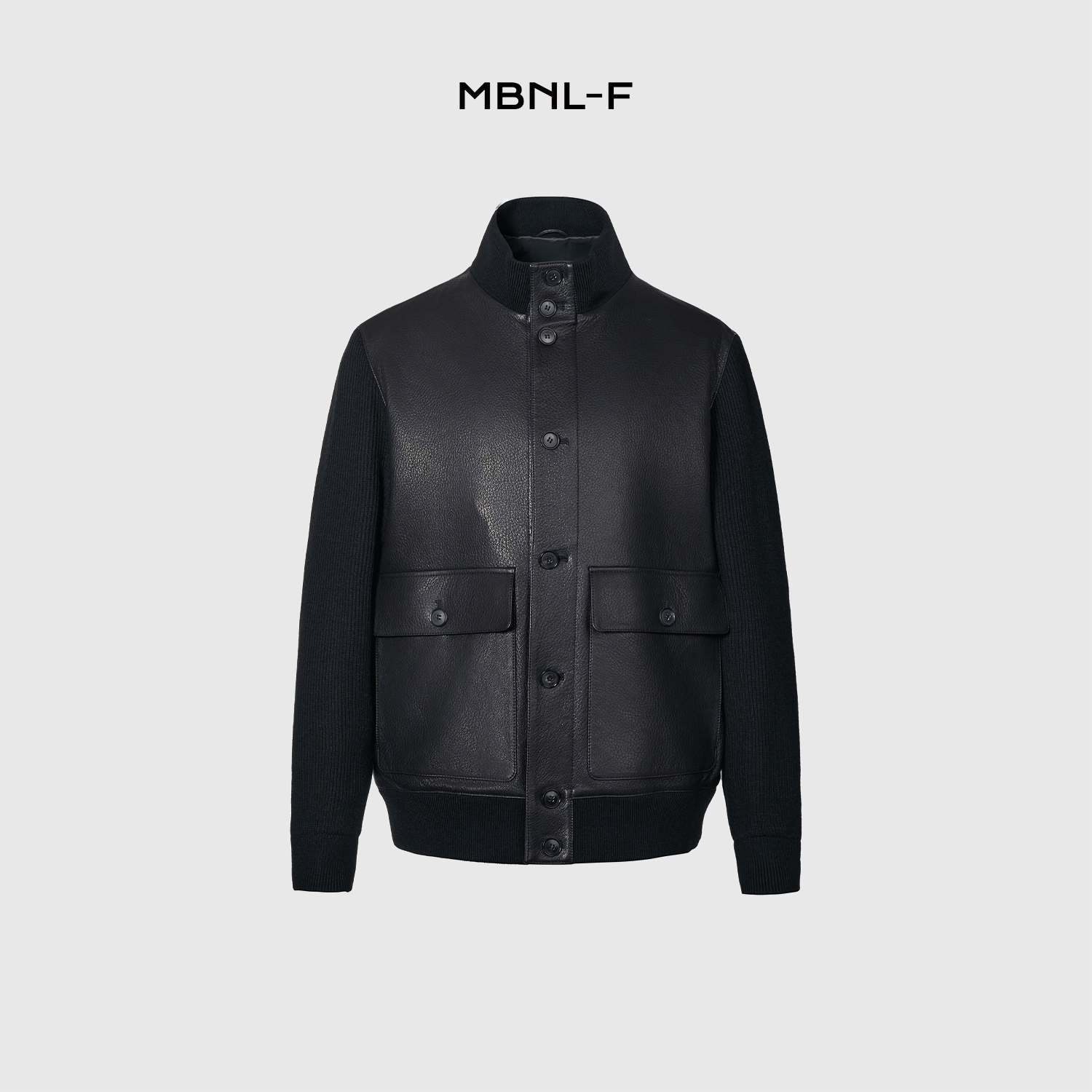 MBNL-F 男装高端线 24F/W 老钱钟爱立领拼接皮衣外套 LL-H3030 m9商品图1