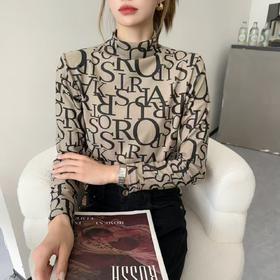 【现货直发】秋冬女新款半高领德绒双面花色百搭修身气质保暖上衣-喜出