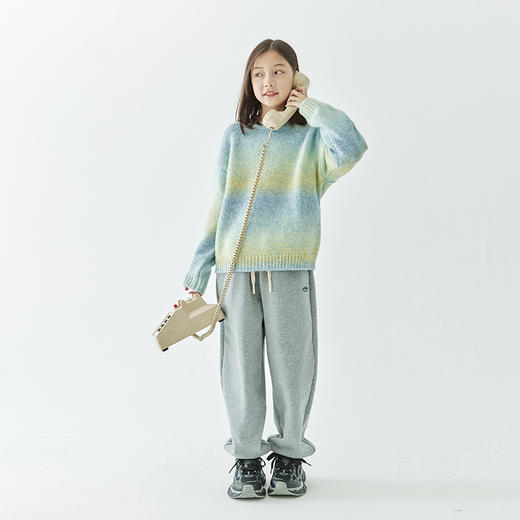 棵初2024年儿童冬装梦幻朦胧渐变花纱毛衣女童羊毛混纺保暖针织衫 商品图3