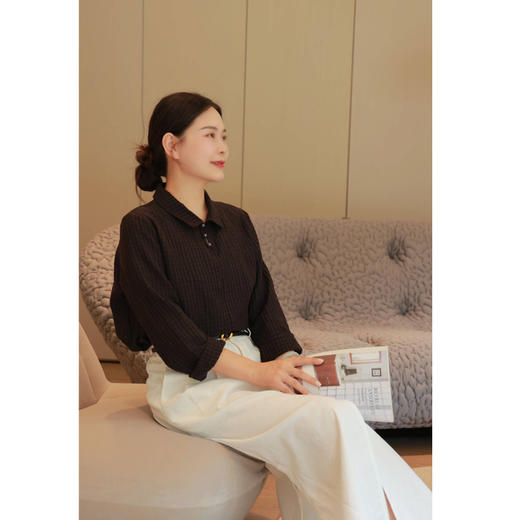 【抖音专属】翻领衬衫（24808060玄黑） 商品图2