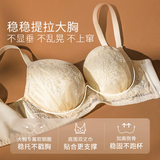 【9月门店积分兑换】奶糖派大胸鸢尾性感蕾丝上托文胸大码立挺饱满提拉优雅内衣胸罩女 商品图2