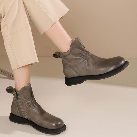 西村名物2024年秋冬新款舒适超轻厚底增高百搭短靴切尔西靴T24DS47061 商品图7