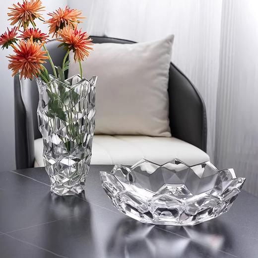 【样品特惠4折，仅1个，无货退款】捷克原装进口BOHEMIA钻面水晶玻璃欧式婚庆水果盘客厅果盆果斗波西米亚卢娜尔棱镜果斗31cm卢娜尔棱镜花瓶28cm 商品图0