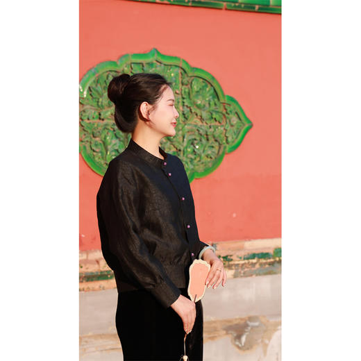 【抖音专属】新中式衬衫（24810011-玄黑） 商品图2