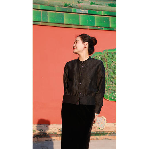 【抖音专属】新中式衬衫（24810011-玄黑） 商品图1