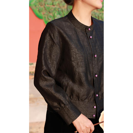 【抖音专属】新中式衬衫（24810011-玄黑） 商品图3