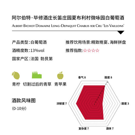 阿尔伯特·毕修酒庄长笛庄园夏布利村微咏园白葡萄酒 Albert Bichot Domaine Long-Depaquit Chablis 1er Cru 'Les Vaillons' 商品图1