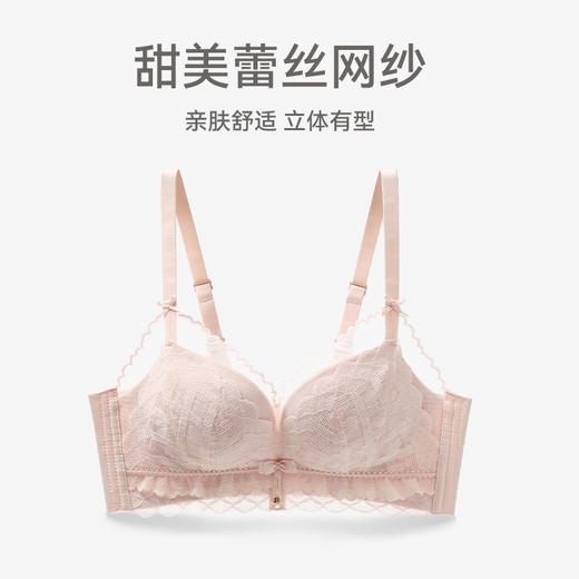 芬腾内衣女上托防下垂性感蕾丝文胸无钢圈聚拢舒适透气收副乳胸罩 商品图0