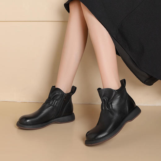 西村名物2024年秋冬新款舒适超轻厚底增高百搭短靴切尔西靴T24DS47061 商品图1