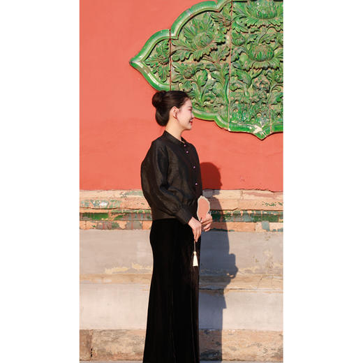 【抖音专属】新中式衬衫（24810011-玄黑） 商品图0