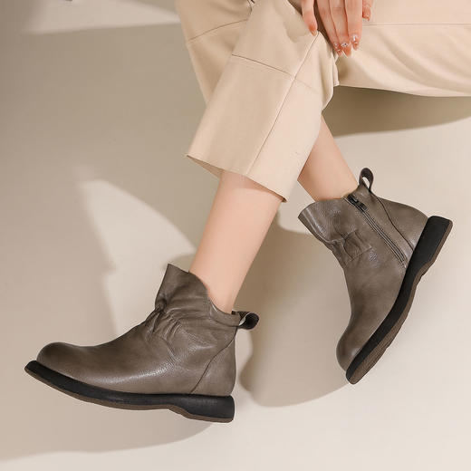 西村名物2024年秋冬新款舒适超轻厚底增高百搭短靴切尔西靴T24DS47061 商品图5
