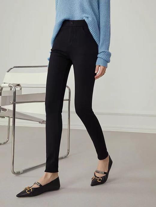 爆99！【女明星本命裤 】细长直玻尿酸润肤裤万能搭加绒弹力小黑裤高腰显瘦修身打底裤外穿H223060758 商品图11
