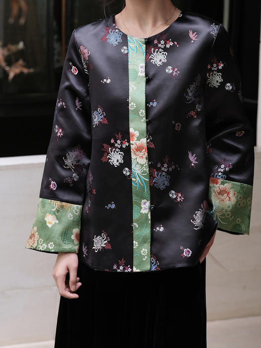 盛唐牡丹| 繁花似锦织锦缎圆领外套[特价品]（需用平熨斗熨烫） 商品图8