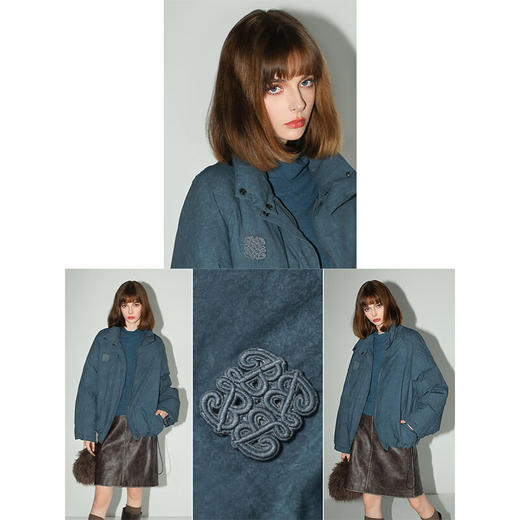 COCOBELLA[可溯源安心90绒]高支棉刺绣立领短款羽绒服DC3030 商品图1