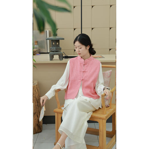 【线上专属】新中式马甲（22704058B-初荷红） 商品图0