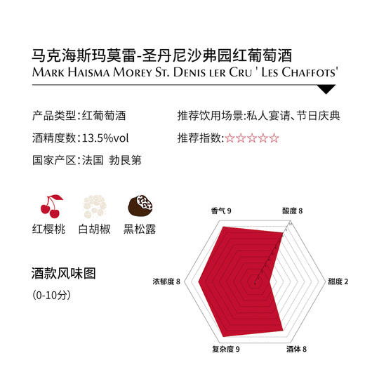马克海斯玛莫雷-圣丹尼沙弗园红葡萄酒 Mark Haisma, Les Chaffots, Morey St. Denis 1er Cru 商品图1
