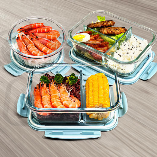 多规格 间隔玻璃保鲜盒 长方形透明食品收纳盒储物冷藏盒可微波炉烤箱便当盒 商品图0