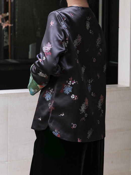 盛唐牡丹| 繁花似锦织锦缎圆领外套[特价品]（需用平熨斗熨烫） 商品图9