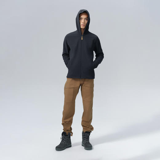 北极狐 男士休闲抓绒开衫 2024秋冬保暖加绒夹克连帽外套04242193 商品图1