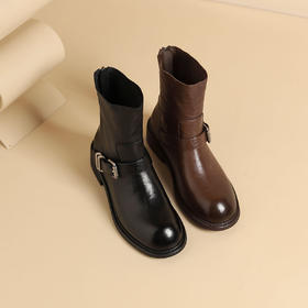 西村名物2024年秋冬新款舒适超轻厚底增高百搭切尔西靴短靴T24DS47111