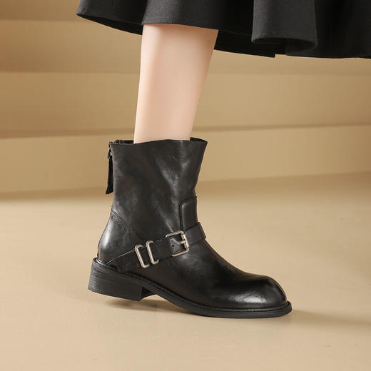 西村名物2024年秋冬新款舒适超轻厚底增高百搭切尔西靴短靴T24DS47111 商品图6