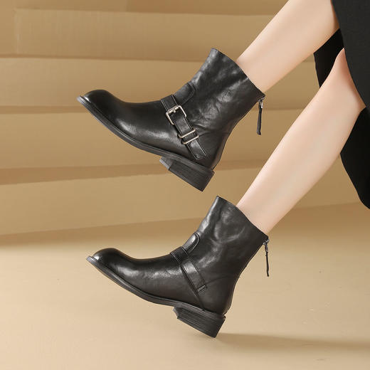 西村名物2024年秋冬新款舒适超轻厚底增高百搭切尔西靴短靴T24DS47111 商品图4