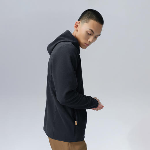 北极狐 男士休闲抓绒开衫 2024秋冬保暖加绒夹克连帽外套04242193 商品图4