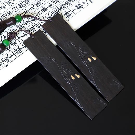 金玉满堂&福禄°紫光檀镶黄杨浮雕书签 商品图1