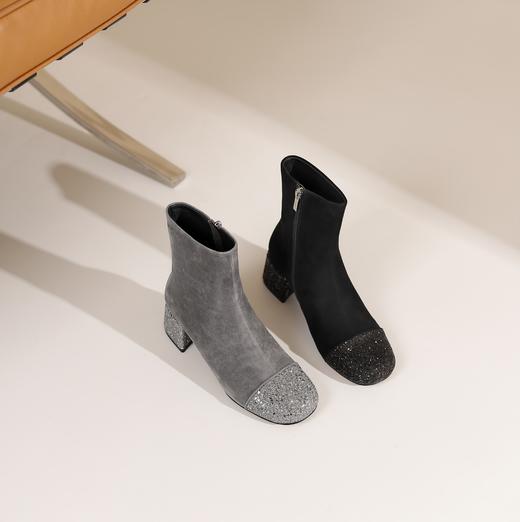 westory2024年秋冬新款优雅风中跟方头百搭短靴切尔西靴W24DS84881 商品图0