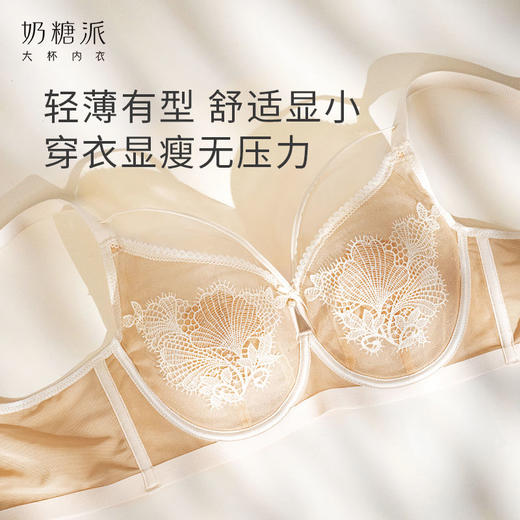 【特惠】（幻夜文胸）奶糖派大胸显小幻夜轻薄单层全罩杯文胸上托防下垂性感显瘦内衣女 商品图1