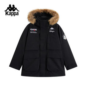 Kappa卡帕背靠背防泼水羽绒服男新款冬季防风连帽外套保暖防寒服K0E72YY43