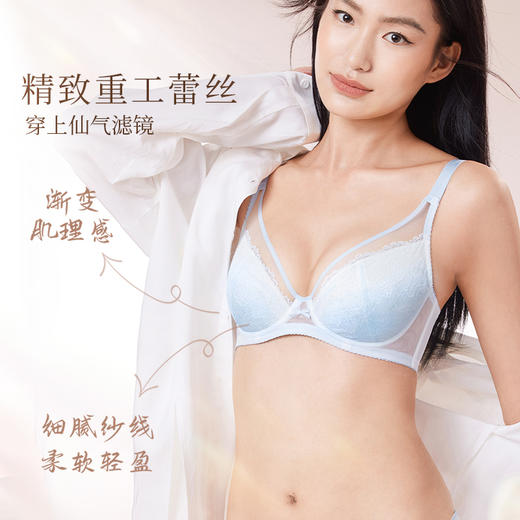 【买三免一】奶糖派微糖超薄全罩杯文胸超薄大胸显小胸罩渐变色蕾丝内衣显瘦女 商品图3