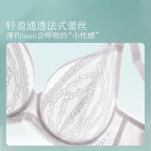 【积分兑换】[林荫]大胸显小文胸超薄全罩杯性感蕾丝透气夏季双肩带内衣女 商品图3