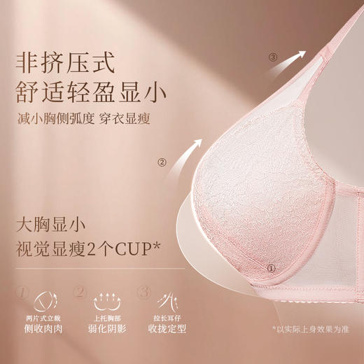 【买三免一】奶糖派微糖超薄全罩杯文胸超薄大胸显小胸罩渐变色蕾丝内衣显瘦女 商品图1
