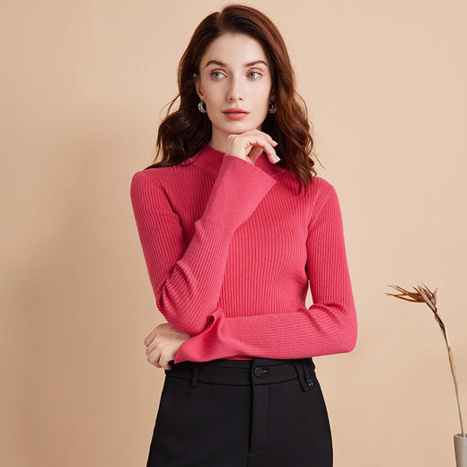 EITIE爱特爱秋季新款舒适半高领百搭打底基础针织衫7501206 商品图7