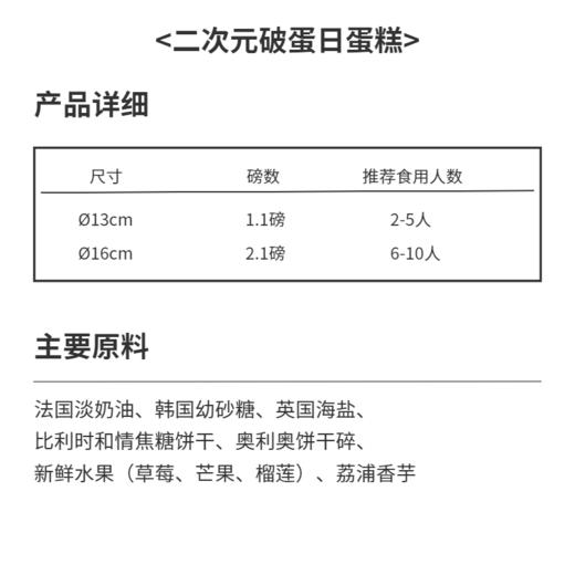 二次元破蛋日蛋糕（奶油戚风蛋糕） 商品图2