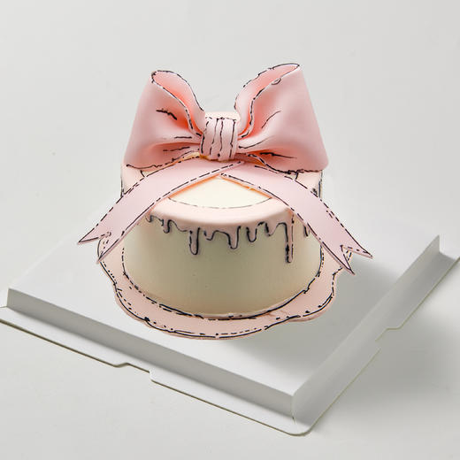 二次元粉色蝴蝶结蛋糕（奶油戚风蛋糕） 商品图0