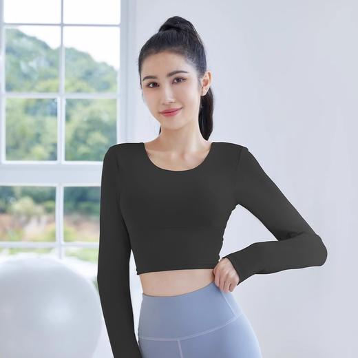 跃牌【瑜堂系列】聚衣堂交叉美背瑜伽服免穿文胸运动上衣显瘦健身瑜伽长袖女JYMC013 商品图2