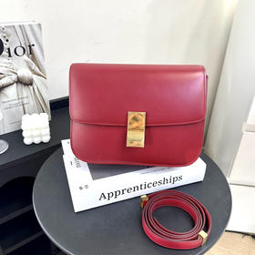 Celine box 中号 红金 牛皮 翻盖包