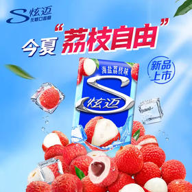 炫迈口香糖海盐荔枝味 无糖薄荷糖28片/盒清新口气50.4g