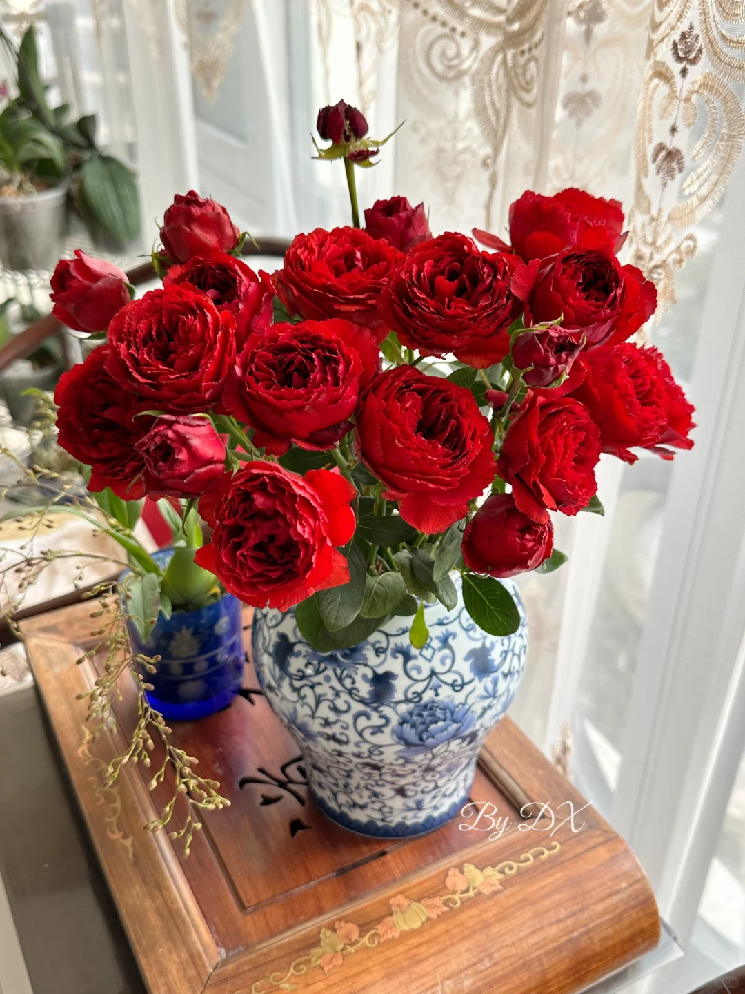 同城甄选精品花材唐红多头玫瑰10支