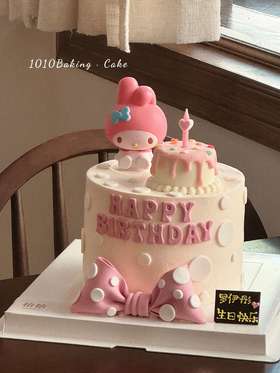 「美乐蒂·蝴蝶结」翻糖巧克力·100%动物奶油（附图6寸加高·提前4天预订）