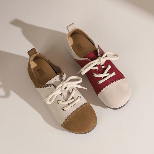 西村名物2024年秋季新款舒适平底系带圆润鞋头休闲鞋T24CM38681 商品图1